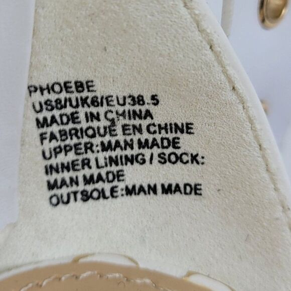 Shoe Dazzle Heels Phoebe White Snake Textured Ankle Strap Open Toe Stilettos 8 - Picture 10 of 10